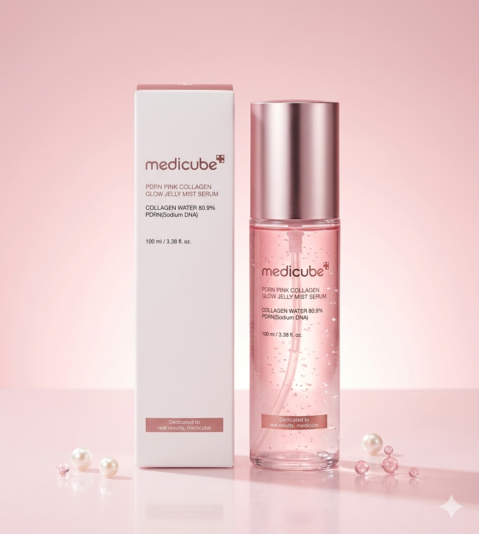 Medicube PDRN Pink Collagen Glow Jelly Mist Serum مديكوب سيروم ميست الكولاجين الوردي لتعزيز النضارة